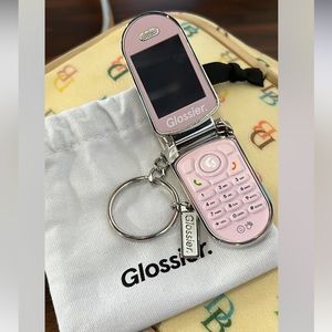 Glossier LA Exclusive Flip Phone Mirror Keychain/Keyring (In Dust Bag) Brand New